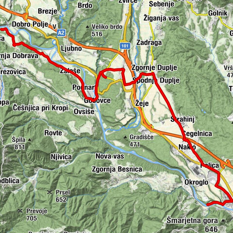 Radtour von Struzevo nach Globoko