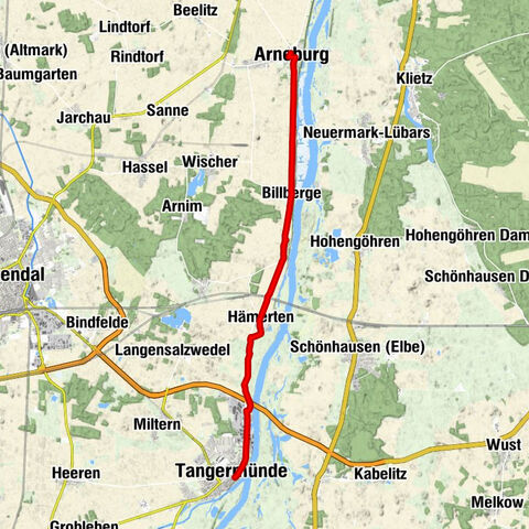 Tratto Elberadweg verificato accessibile da Arneburg a Tangermünde