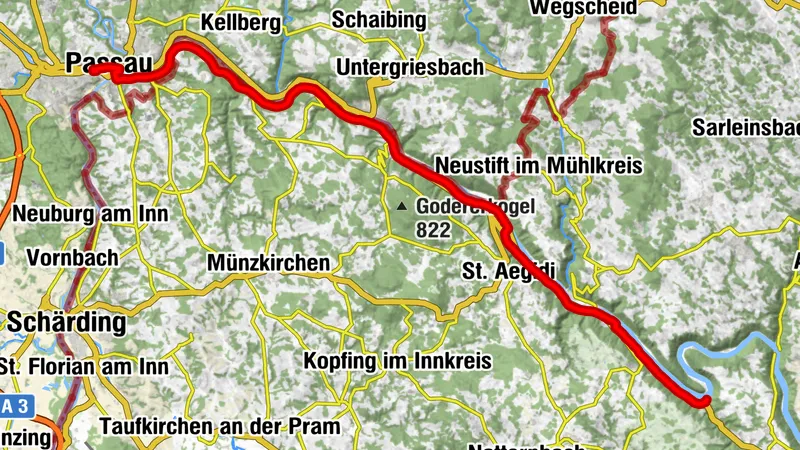 Pista ciclabile del Danubio, tappa 1 riva sud: Passau - Schlögen