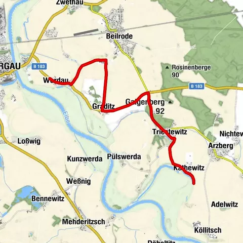 Elberadweg-Umleitung bei Pülswerda
