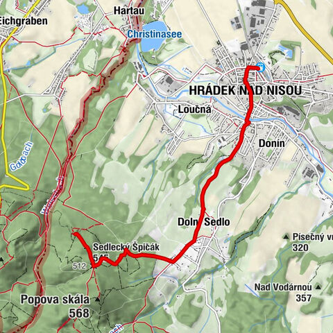 Kohouti vrch - Hahnstein bei Hradek nad Nisou