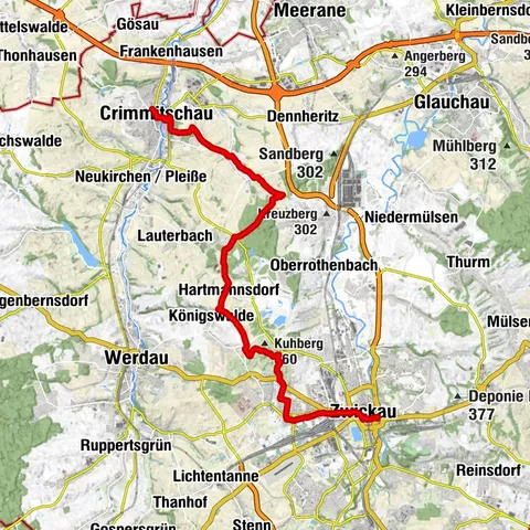 Lutherweg Sachsen von Zwickau nach Crimmitschau