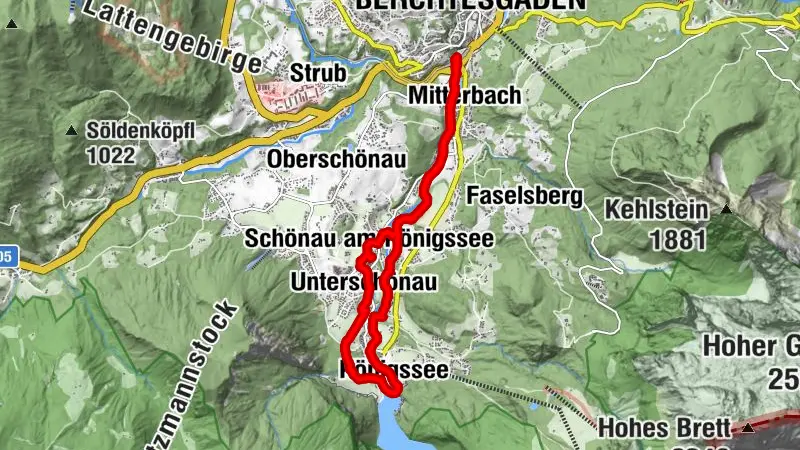 Vom Bahnhof Berchtesgaden zum Königssee und zurück über den Hanauerstein