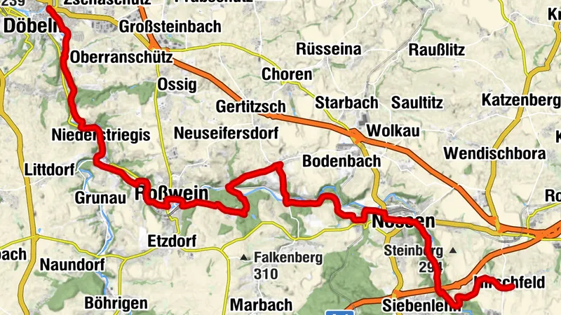 Lutherweg Sachsen - Zuwegung von Hirschfeld nach Döbeln
