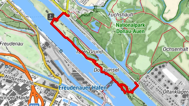 Walulisobrücke - Toter Grund - Steinspornbrücke, Wien 1220/Österreich