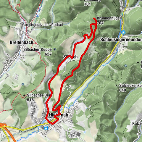 Percorso ad anello - Brunnenhügel - Hinternah - Foresta della Turingia